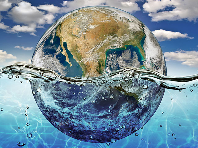 Illustration of earth floating in water