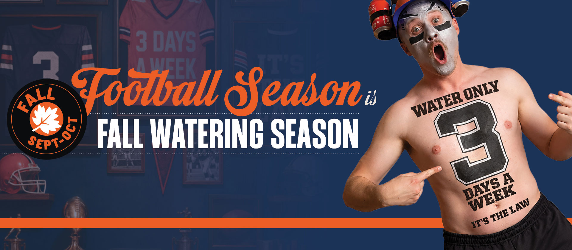 Fall watering graphic says you can water 3 days a week 