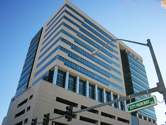 Exterior of Molasky Corporate Center, where SNWA offices are housed.