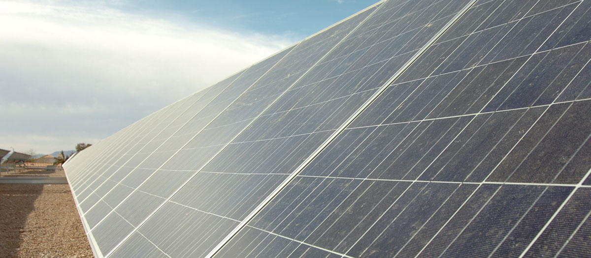 Solar panels at the River Mountains Water Treatment Facility
