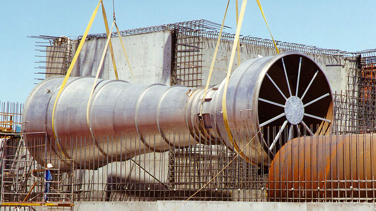 Venturi Meter for Alfred Merritt Smith Water Treatment Facility. Part of A Venturi Meter is placed at the Alfred Merritt Smith Water Treatment Facility as part of the Capital Improvements Program construction.