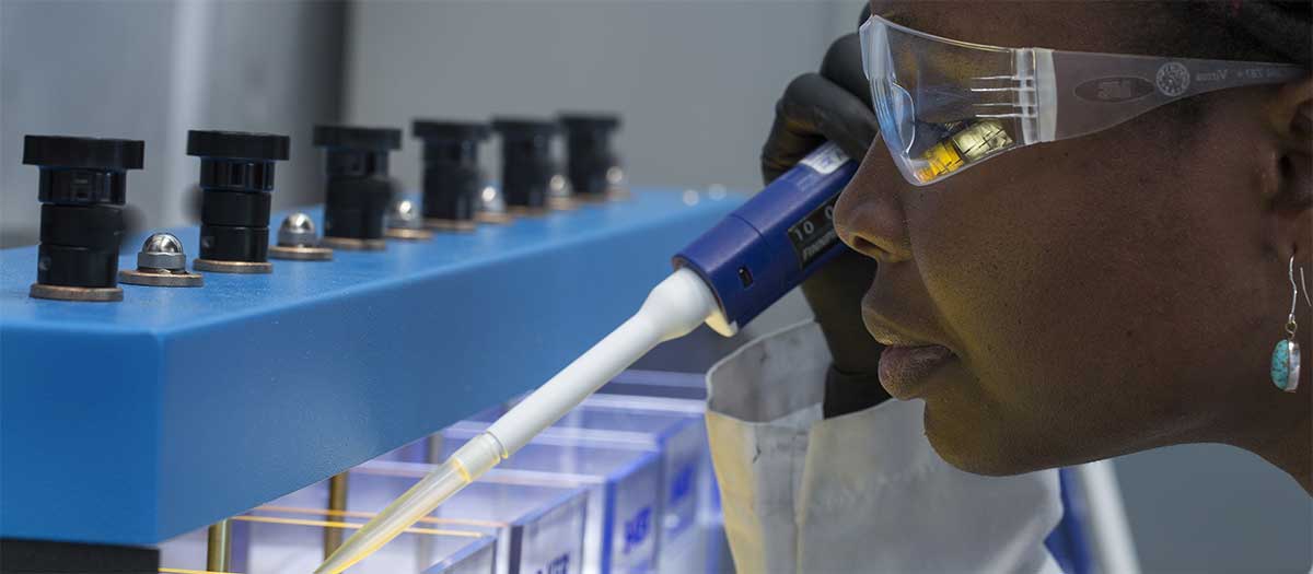 River Mountains Water Treatment Facility lab worker conducting research