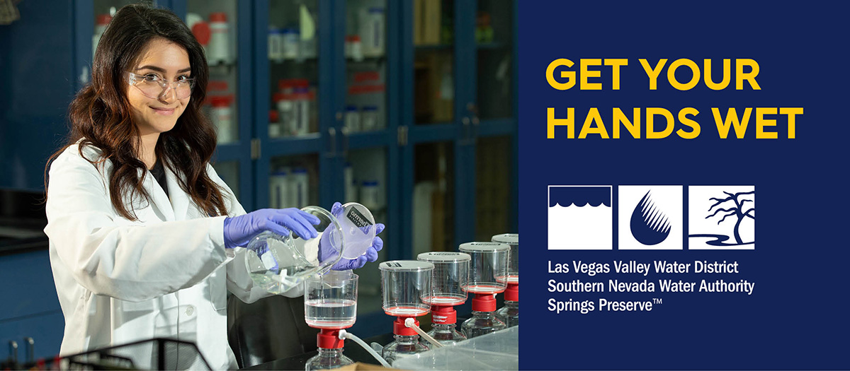 Woman equipment testing water quality samples in lab