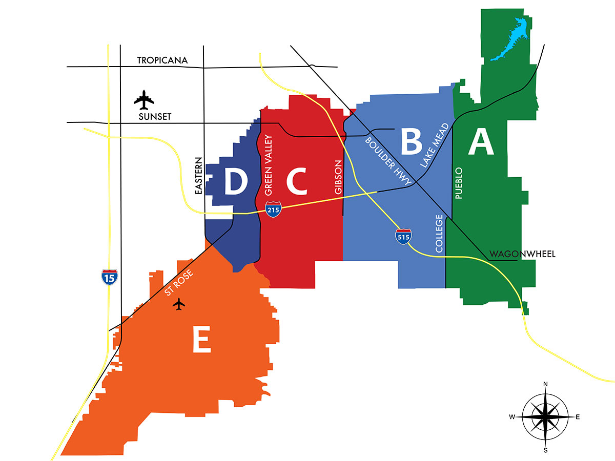 A map of Henderson depicting assigned watering groups based on location