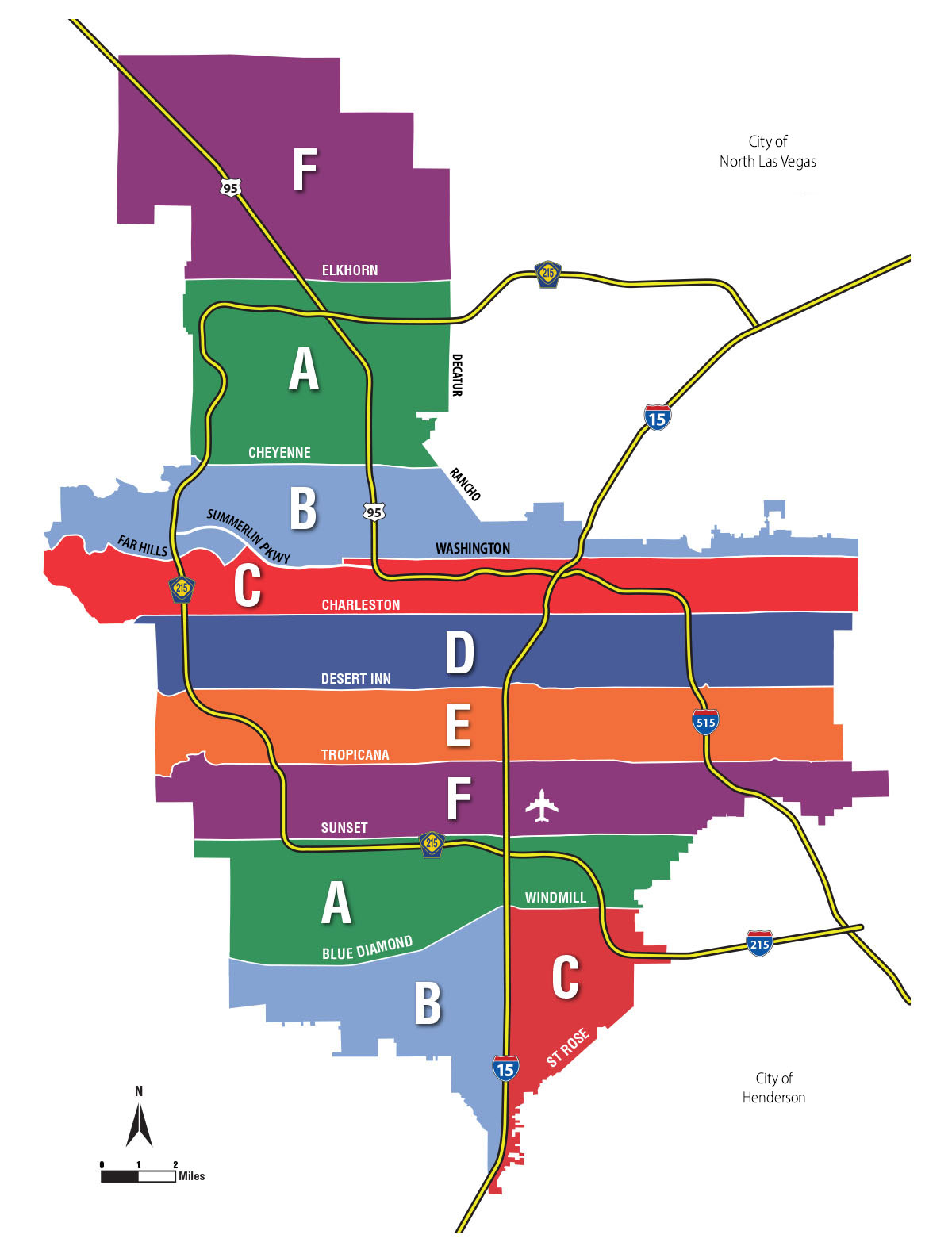 A map depicting the different assigned watering groups based on location in Las Vegas