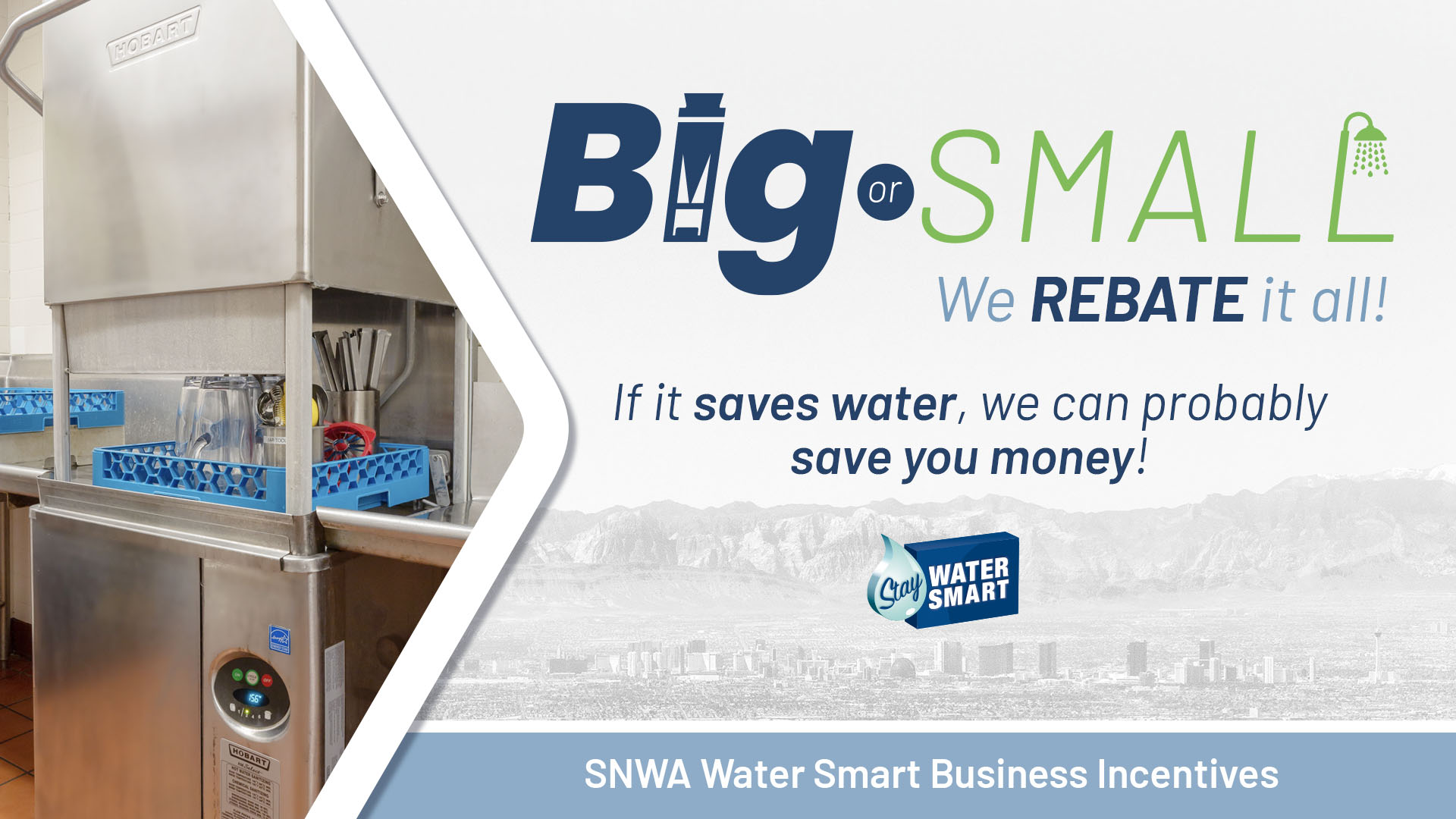 graphic says big or small we rebate it all