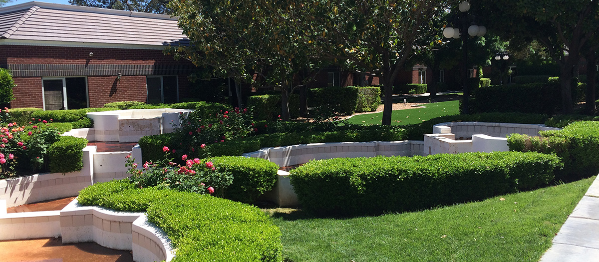 Grassy area in front of business park